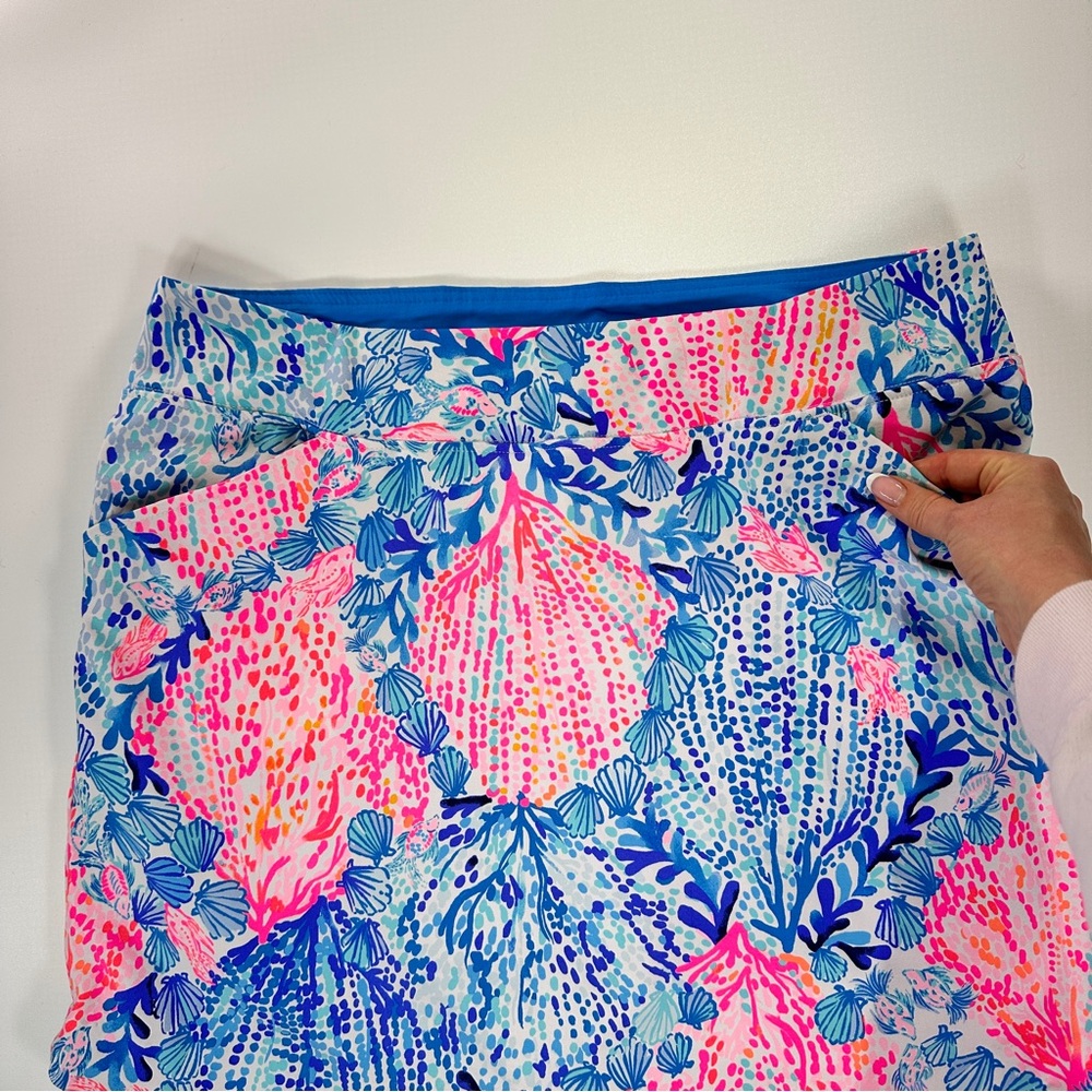 Lilly Pulitzer active skort with pockets scalloped hem blue pink size 16 - Picture 3 of 12